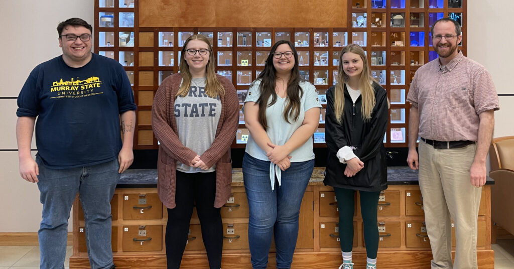 Photograph of recent members of Lyon’s research group at MSU. Picture from left to right: Joey Quilliam, Madison Winkeler, Ciara N. Richardson, Jenna Kesselring and Jonathan Lyon.