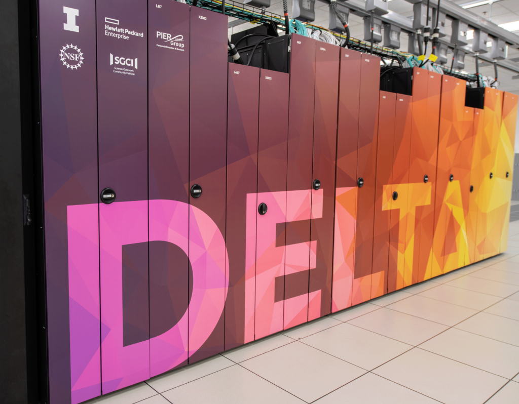 A picture of the Delta supercomputer. 